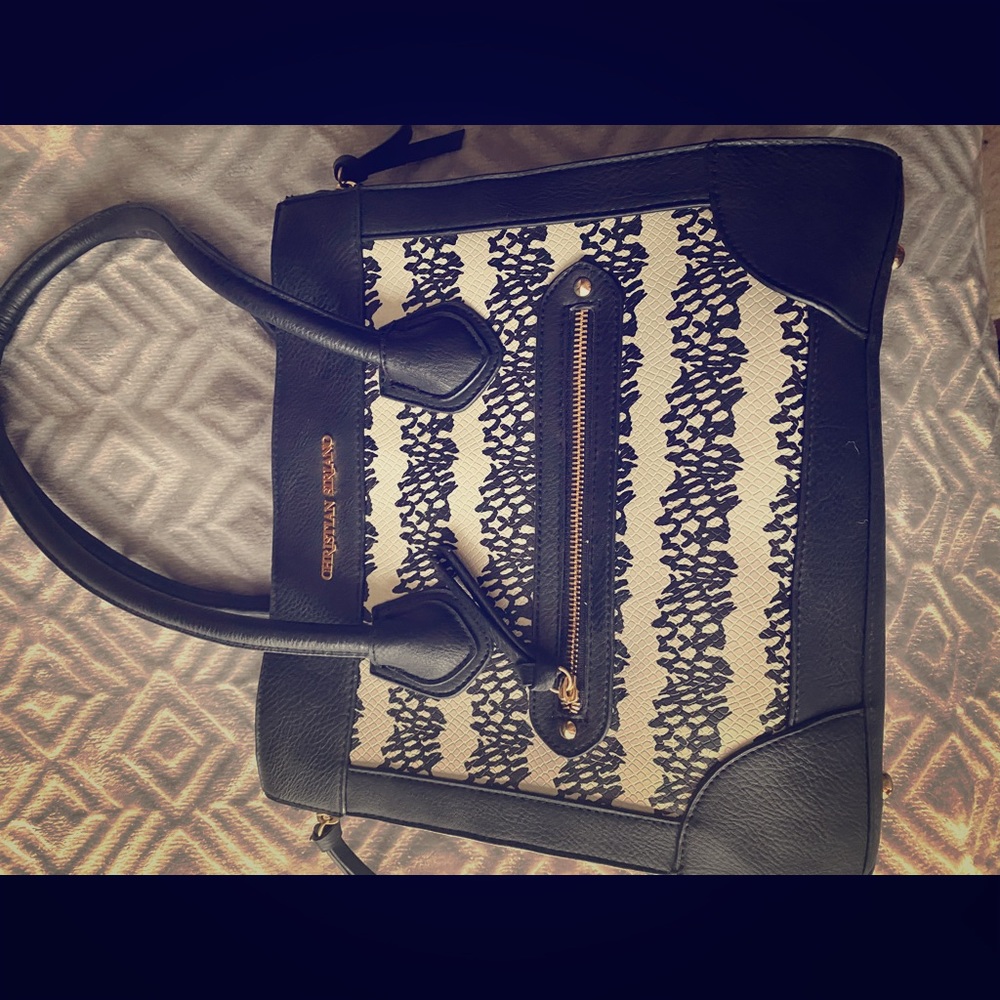 Large black and white shoulder bag
